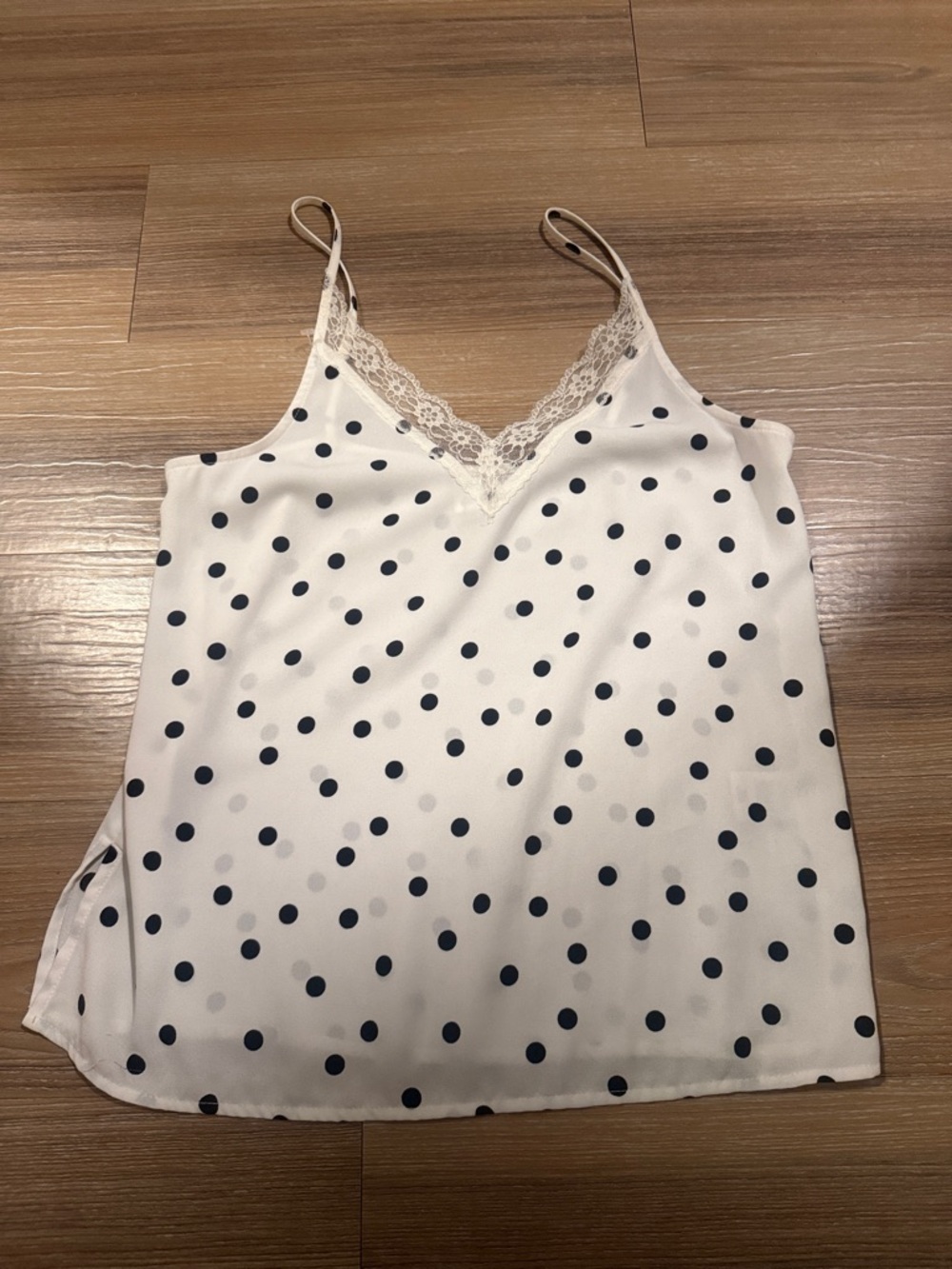 BP black and white Lace-Trim Polka Dot Cami tank delicate coquette bnwot v neck